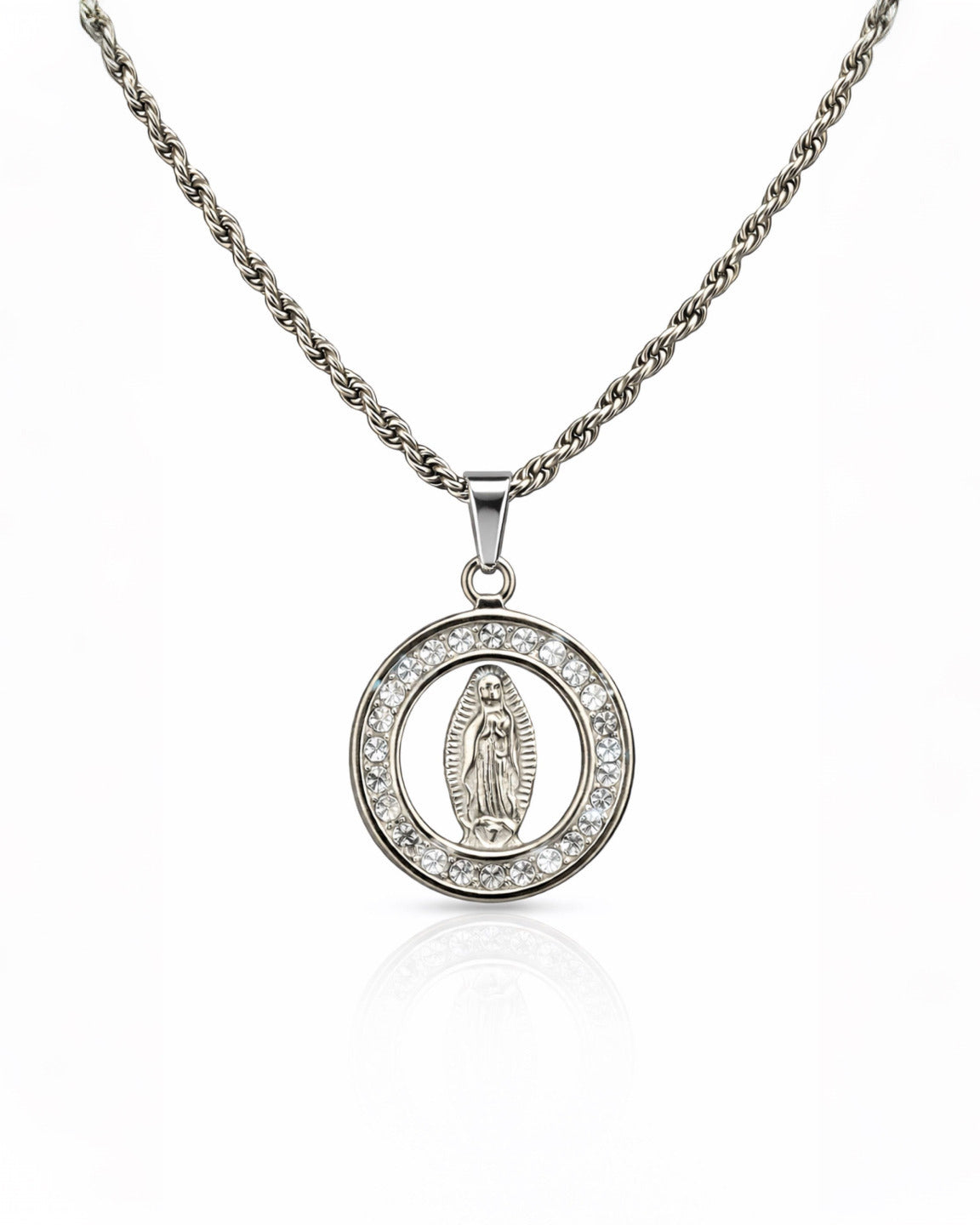 VIRGEN CELESTIAL DIAMOND SILVER | CADENA + DIJE Acero 316L Inoxidable