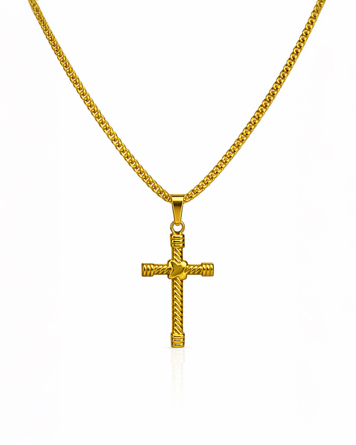 CRUZ TRAMA ROYAL GOLD | CADENA + DIJE Acero 316L Inoxidable
