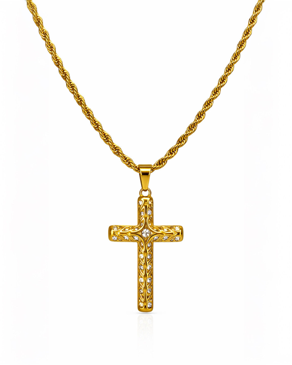 CRUZ HERENCIA REAL GOLD | CADENA + DIJE Acero 316L Inoxidable