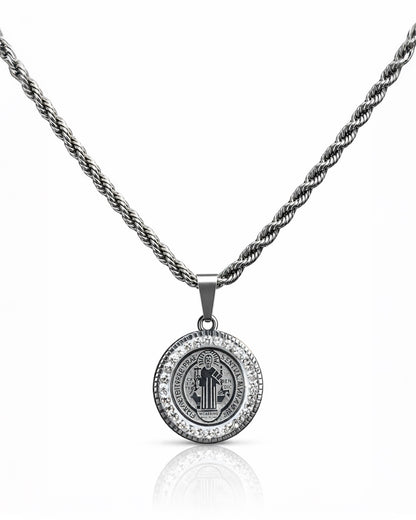 SANTO LEGADO DIAMOND SILVER | CADENA + DIJE Acero 316L Inoxidable