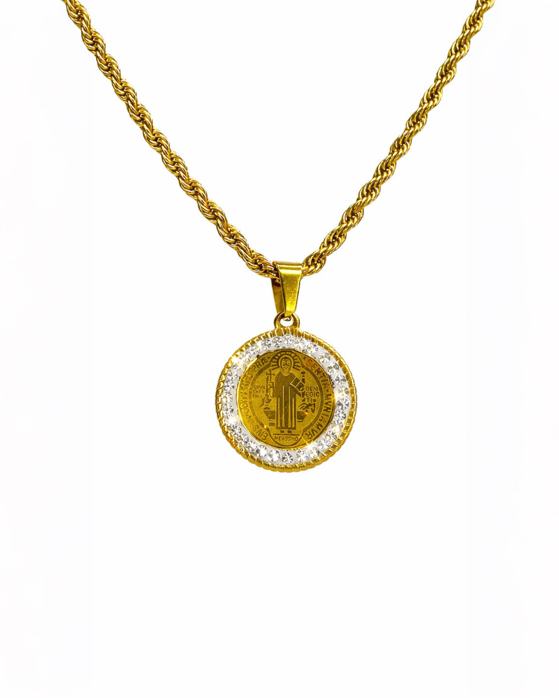 SANTO LEGADO DIAMOND GOLD | CADENA + DIJE Acero 316L Inoxidable