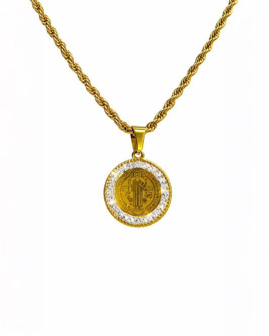 SANTO LEGADO DIAMOND GOLD | CADENA + DIJE Acero 316L Inoxidable
