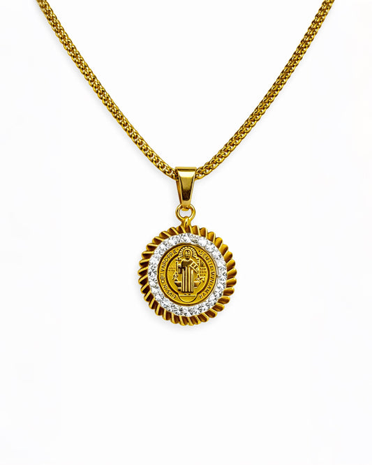 MEDALLA MONEDA OPUS REGIA GOLD | CADENA + DIJE Acero 316L Inoxidable
