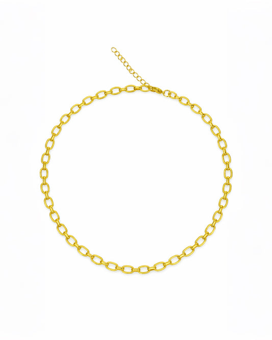 CADENA ESLABÓN TEXTURIZADO GOLD | Acero 316L Inoxidable