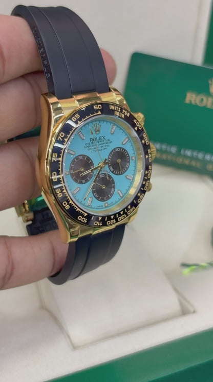 DAYTONA TIFFANY BLUE GOLD OYSTERFLEX