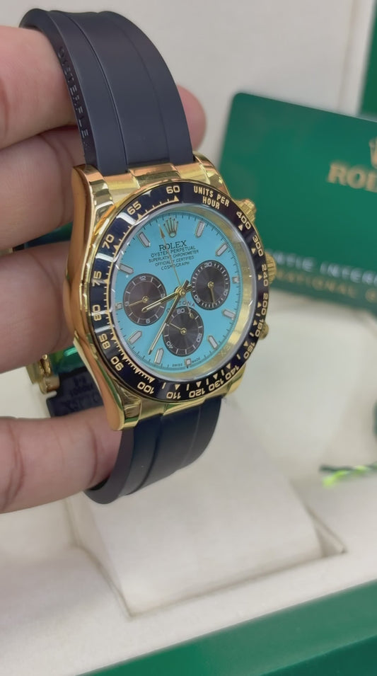 DAYTONA TIFFANY BLUE GOLD OYSTERFLEX